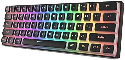 Gamakay MK61 Wired Mechanical Keyboard, 61 Keys Compact Keyboard, Gateron Optical Switch PBT Pudding Keycaps, Waterproof RGB Backlit Programmable Hot Swappable Gaming Keyboard (Red Switch, Black)