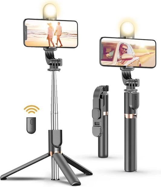Plokama K8 LED Selfie Stick Live Broadcast Stand 1.3M Tripod with Bluetooth Remote Control