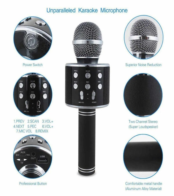 WS858 Wireless Bluetooth Karaoke Microphone ,Portable karaoke wireless microphone for Home Party Birthday