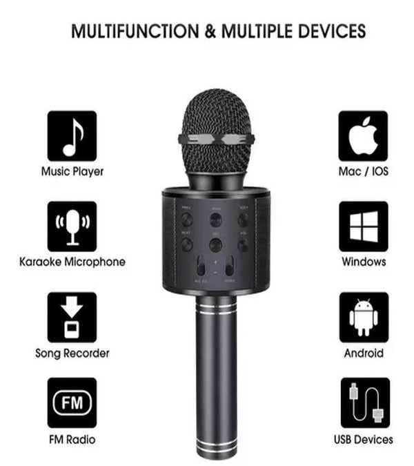 WS858 Wireless Bluetooth Karaoke Microphone ,Portable karaoke wireless microphone for Home Party Birthday